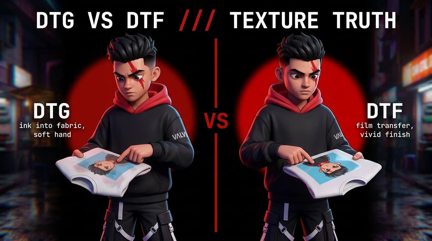The Print Texture Duel: DTG vs DTF Printing for Heavy Street Tees