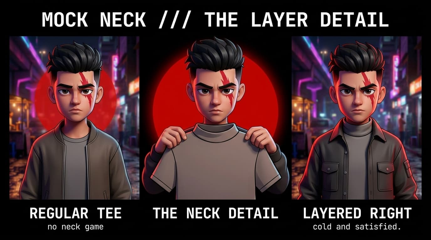 The Evolution of the Mock-Neck Tee: The High-Collar Streetwear Layer