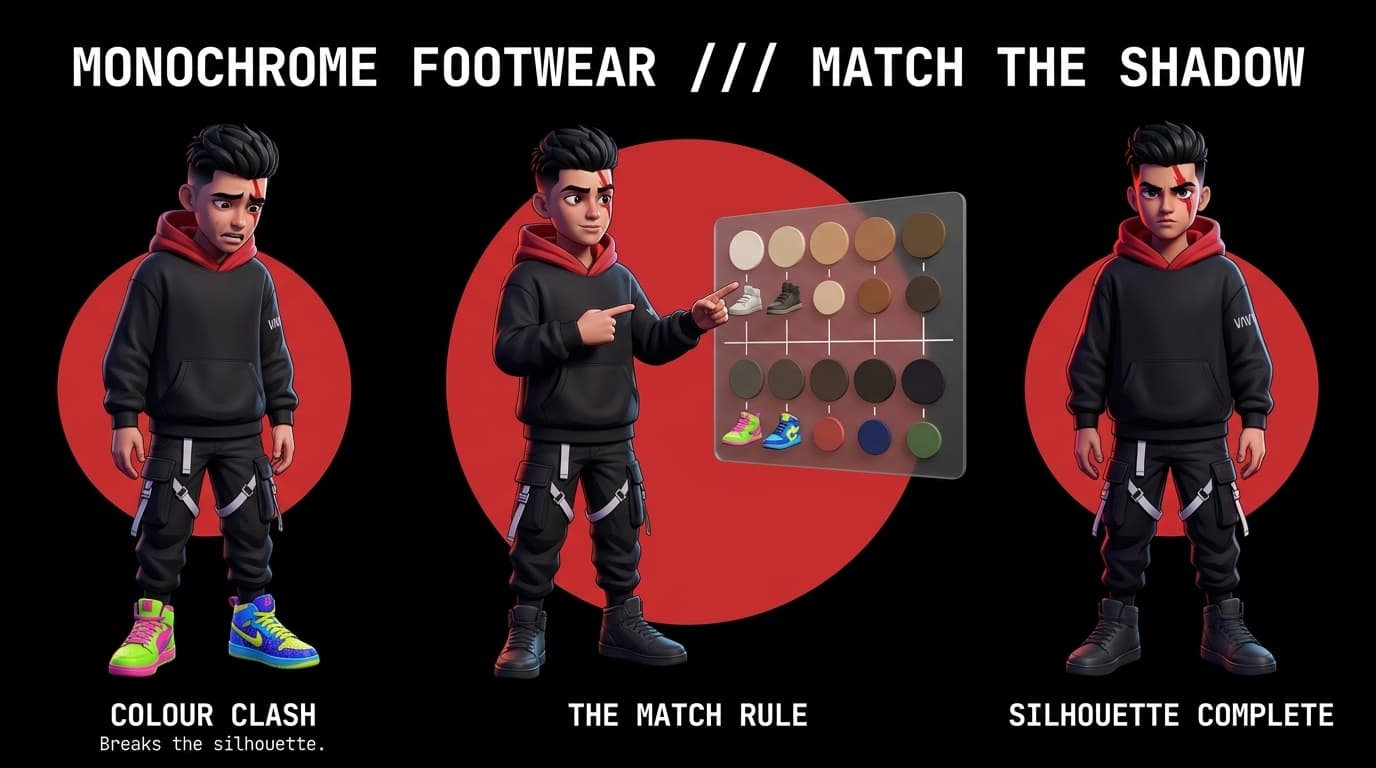 Monochrome Footwear Matching: How to Ground Your Earth and Shadow Silhouettes