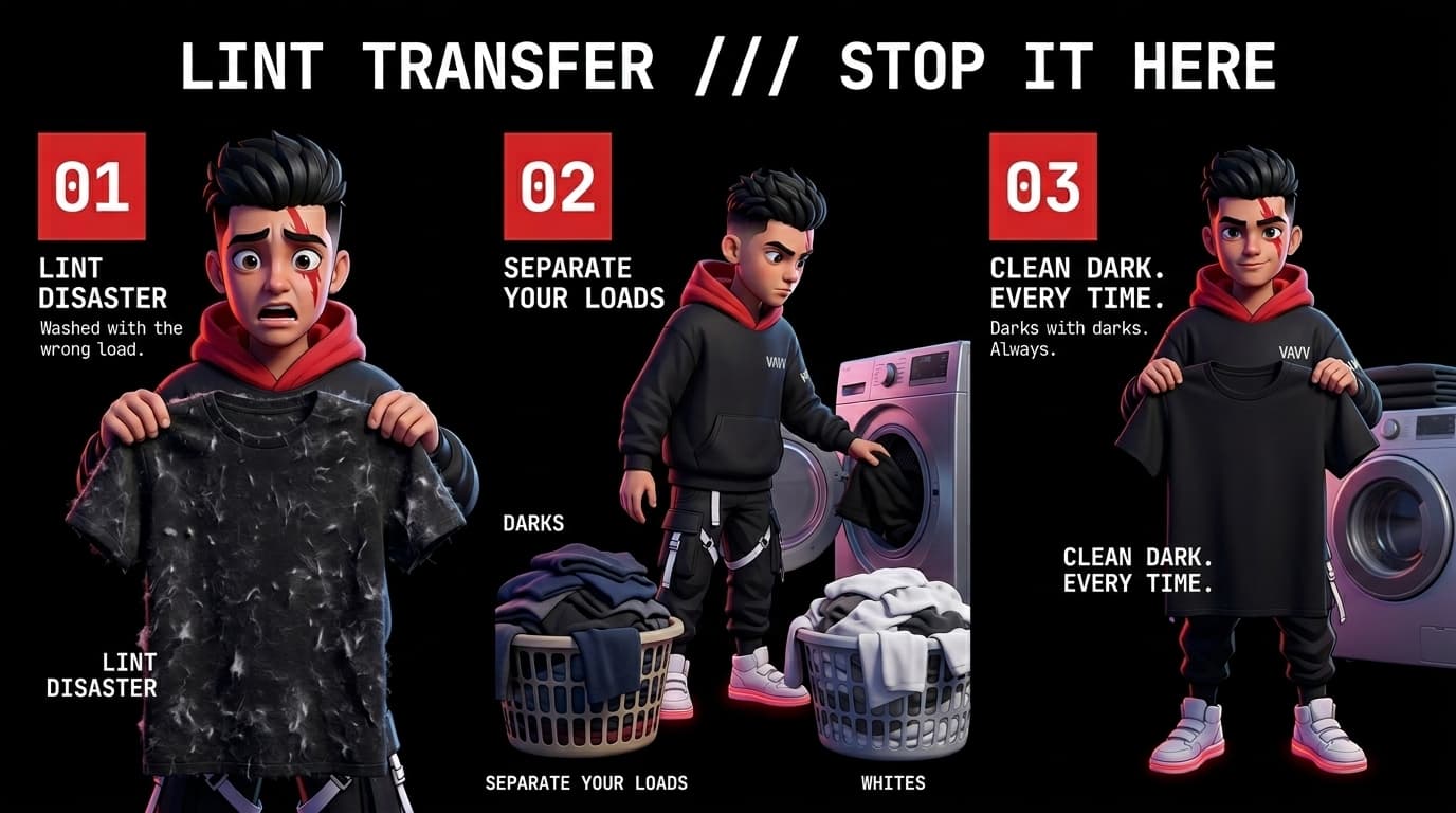 How to Prevent Lint Transfer on Dark Streetwear: Cold Wash Sorting Rules