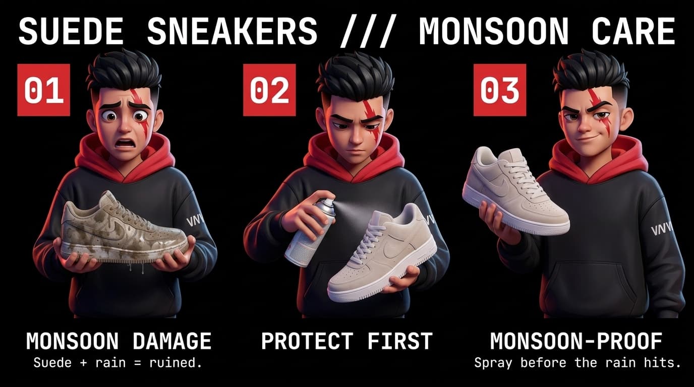 How to Care for Suede and Nubuck Sneakers during Indian Monsoons