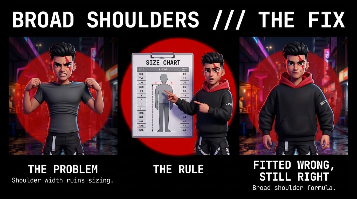 6 Proportions Styling Rules for Broad-Shouldered Lifters in Baggy Streetwear