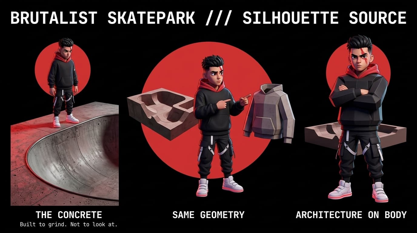 Brutalist Skateparks and Indian Skatewear: Concrete Architecture and Silhouette Influence