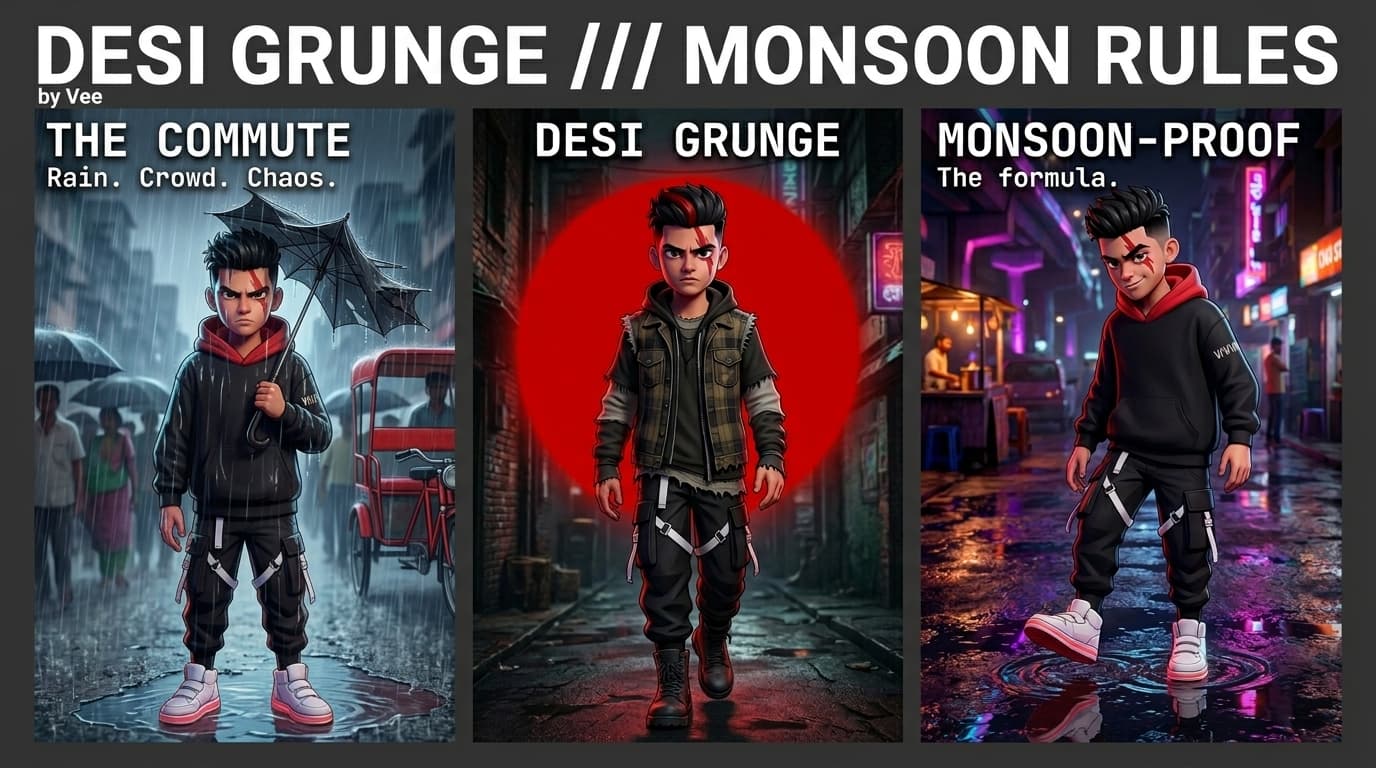 5 Desi-Grunge Streetwear Outfit Formulas for Indian Monsoon Commutes
