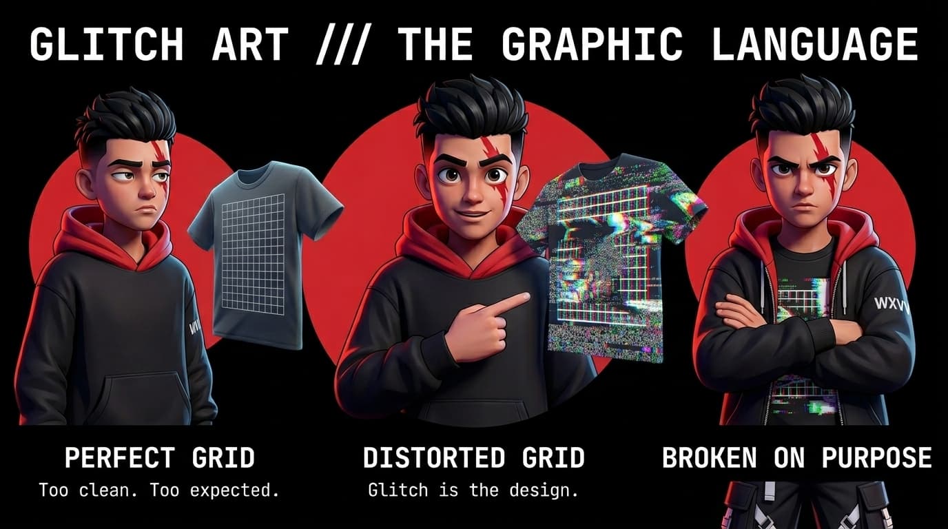 Distorted Grid Graphics: The Visual Language of Glitch Art in Streetwear