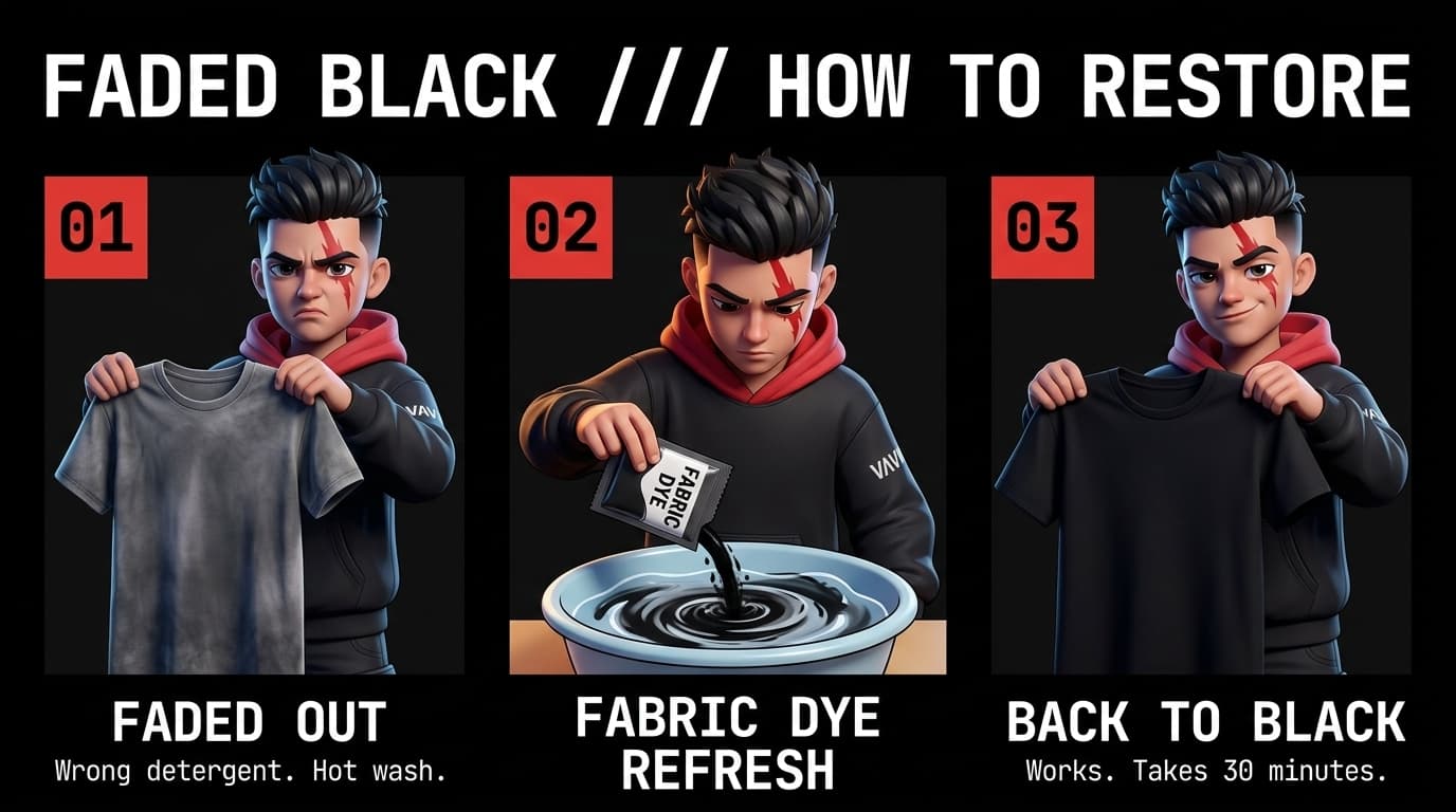 How to Restore Faded Black Cotton T-Shirts: Re-Dyeing and Color Maintenance