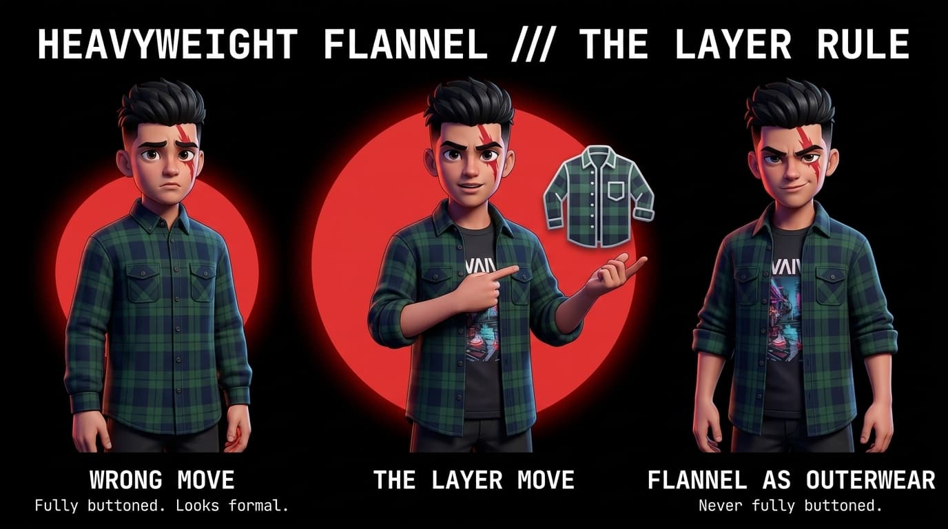 Styling Heavyweight Flannels: The Oversized Plaid Layering Formula