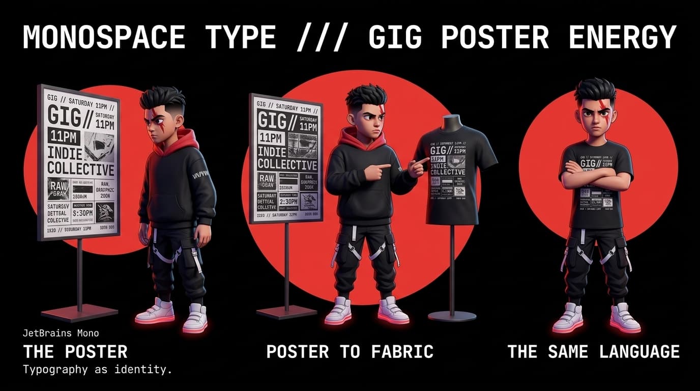 The Rise of Monospace Typography in Streetwear: Brutalist Coding Aesthetics in Print