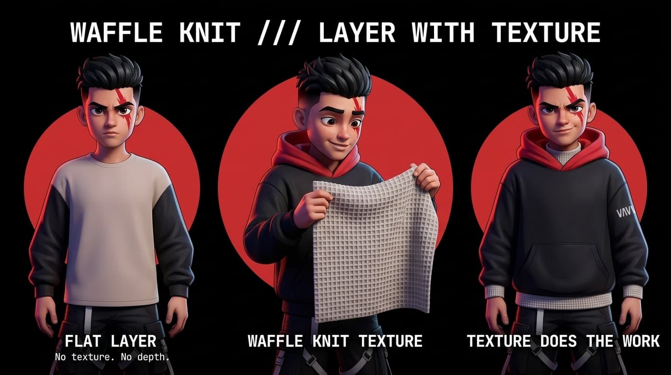 Waffle-Knit Fabrics in Streetwear: Adding Micro-Texture to Layered Fits